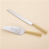 Personalized Hammered Gold Wedding Cake Server Set - 18166