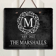 Personalized Slate Plaque - Monogram Circle & Vine - 18277