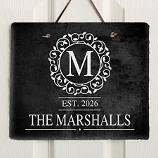 Personalized Slate Plaque - Monogram Circle  Vine - 18277