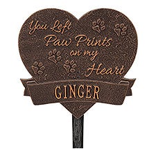 Personalized Pet Memorial Plaque - Paw Prints Heart - 18351D