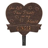 Personalized Pet Memorial Plaque - Paw Prints Heart - 18351D