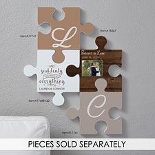 Personalized Puzzle Piece Wall Decor - Rustic Wood - 18367