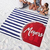 Personalized Beach Blanket - Monogrammed Stripes - 18386