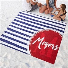 Personalized Beach Blanket - Monogrammed Stripes - 18386