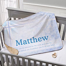 Personalized Christening Sherpa Blanket - Be Blessed - 18403