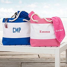 Embroidered Beach Tote Bags - Monogram or Name - 18419