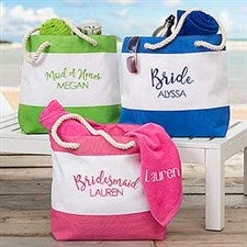 Bridal Party Embroidered Beach Tote Bags - 18422