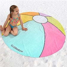 Personalized Round Beach Towel - Beach Ball - 18424