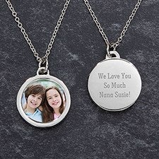 Engraved Photo Pendant Necklace For Grandma - 18434