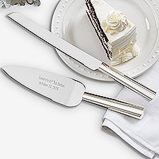 Engraved Wedding Cake Knife  Server - Modern Wedding - 18440