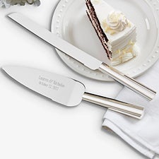 Engraved Wedding Cake Knife  Server - Modern Wedding - 18440