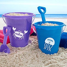 Personalized Beach Pail  Shovel - Sea Creatures - 18486