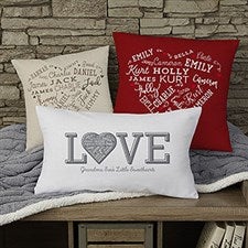 Personalized Throw Pillows - Heart Word Art - 18502