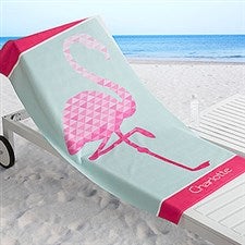Personalized Beach Towel - Geometric Flamingo - 18569