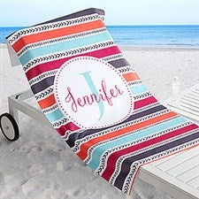 Personalized Beach Towels - Pattern & Stripes - 18570