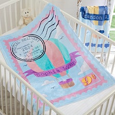 Personalized Hot Air Balloon Baby Blanket - 18585
