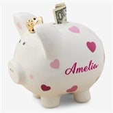 Personalized Piggy Bank For Girl - Pink Polka Dot - 18610