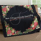 Posh Floral Personalized Family Monogram Blankets - 18624