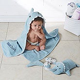 Shark Baby Bath Set - with Embroidered Name - 18631