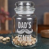 Dad's Stache Personalized Glass Treat Jar - 18646