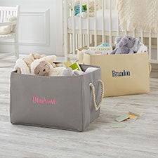 Personalized Canvas Storage Totes - Monogram & Name - 18682