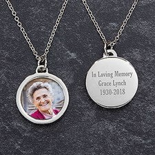 Engraved Memorial Photo Pendant Necklace - 18728