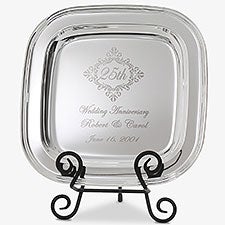 Personalized Silver Tray - Anniversary Year Keepsake - 18747