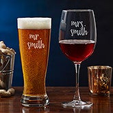 Personalized Wedding Glasses - Mr and Mrs Glasses - 18774