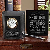 Engraved Marble Desk Clock - Coworker Gift - 18784