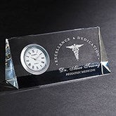 Personalized Crystal Desk Clock - Medical Professional - 18785