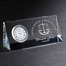 Personalized Crystal Desk Clock - Law Professional - 18786