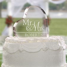 Heart Shaped Glass Personalized Cake Topper - 18795