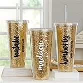 Personalized Bridal Party Tumblers - Glitter & Gold - 18820