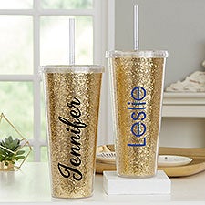 Personalized Insulated Tumblers - Glitter & Gold - 18821