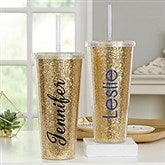 Personalized Insulated Tumblers - Glitter & Gold - 18821