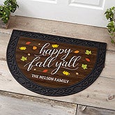 Happy Fall Y'All Personalized Half Circle Doormats - 18840