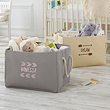 Personalised Canvas Toy Storage Tub Stars Girls Name Customised Bag Basket Box 
