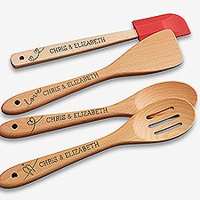 Love Birds Personalized Beechwood Utensils - 4pc - 18855