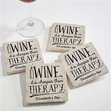 Personalized Stone Coasters - Always Time For Wine - 18875