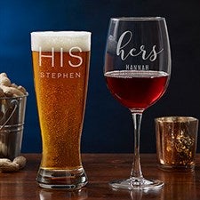 His & Hers Personalized Glasses - Beer & Wine - 18880