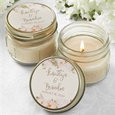 Personalized Mason Jar Candle Wedding Favors - Modern Floral - 18913