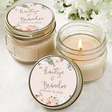 Personalized Mason Jar Candle Wedding Favors - Modern Floral - 18913
