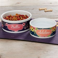 Personalized Dog Bowls - Floral Designs - 19021