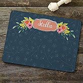 Personalized Dog Food Mat - Floral Design - 19028