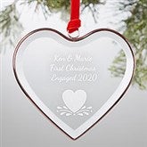 Engraved Bronze Glass Heart Ornament   Add Any Text - 19055