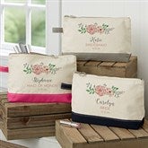 Blooming Bridal Party Personalized Makeup Bags for Bridesmaids - 19056