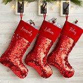 Reversible Sequin Personalized Christmas Stockings - 19098