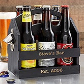 Personalized 6pk Beer Caddy Bottle Opener - 19151