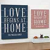 Personalized Wood Plank Signs - Love Begins At Home - 19166