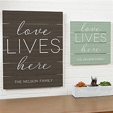 Love Lives Here Art - Personalized Wood Plank Signs - 19169
